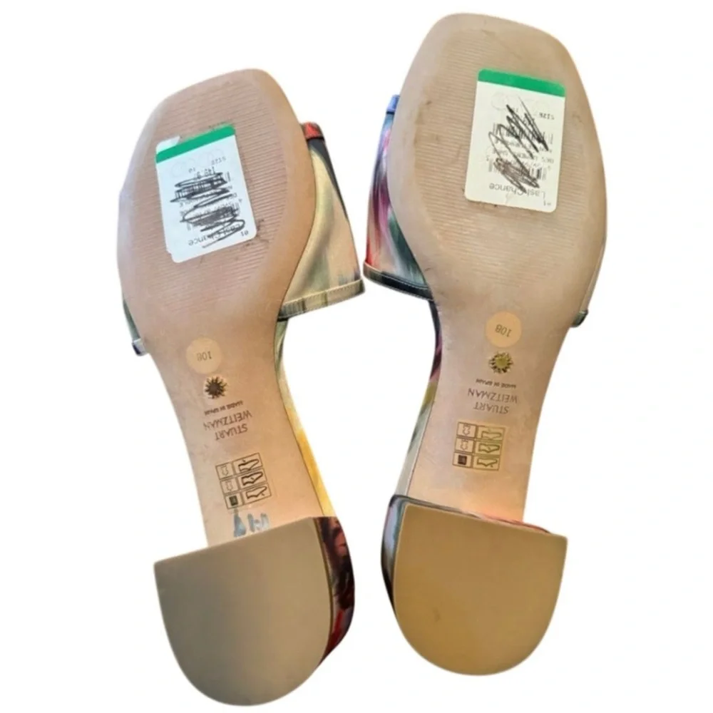 STUART WEITZMAN Cayman 35 Block Floral Slides, Size 10, New with Tag MSRP $425
